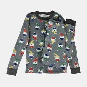 Hanna Andersson Kids Long John Pajama Set - Gray with Multicolor Bear Design